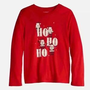 Jammies For Your Family Girl's Red "Ho Ho Ho" Santa Long Sleeve Shirt, M (8)